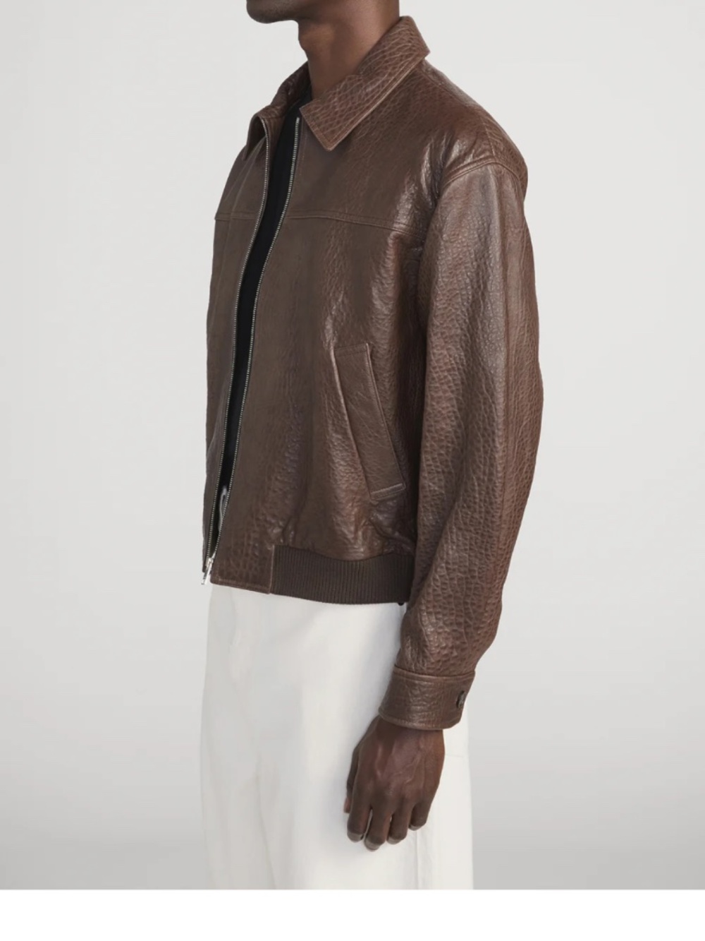 FRAME Men’s Textured Leather Bomber - Picture 3 of 11